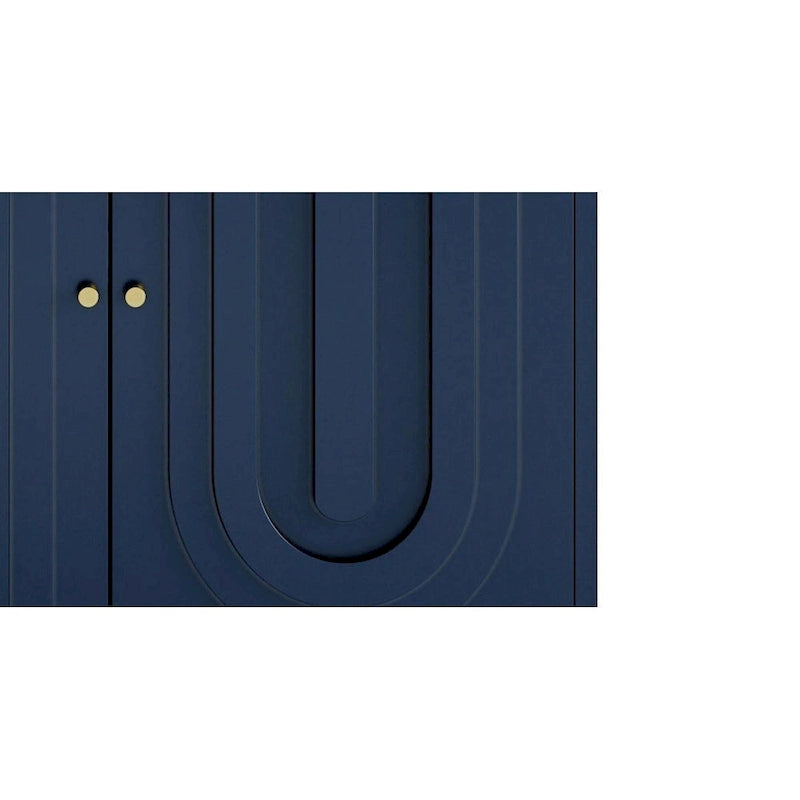 Aparador / mueble auxiliar minimalista de 4 puertas gris/azul, para 1