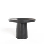 Mesa de comedor redonda de hormigón negro, base de pedestal, para 4 personas