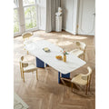 Mesa de comedor rectangular blanca de piedra sinterizada – 8 plazas, doble pedestal