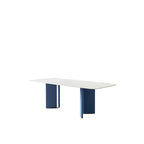 Mesa de comedor rectangular blanca de piedra sinterizada – 8 plazas, doble pedestal