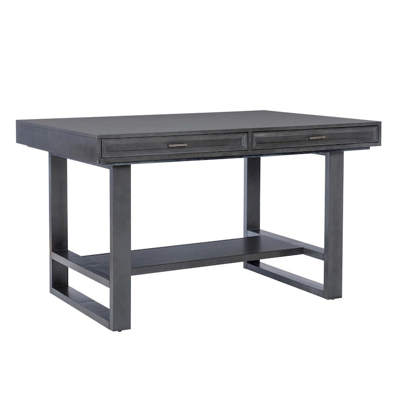 Mesa de comedor a la altura de la encimera Gunmetal, carbón envejecido con almacenamiento, capacidad para 6 personas