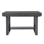 Mesa de comedor a la altura de la encimera Gunmetal, carbón envejecido con almacenamiento, capacidad para 6 personas