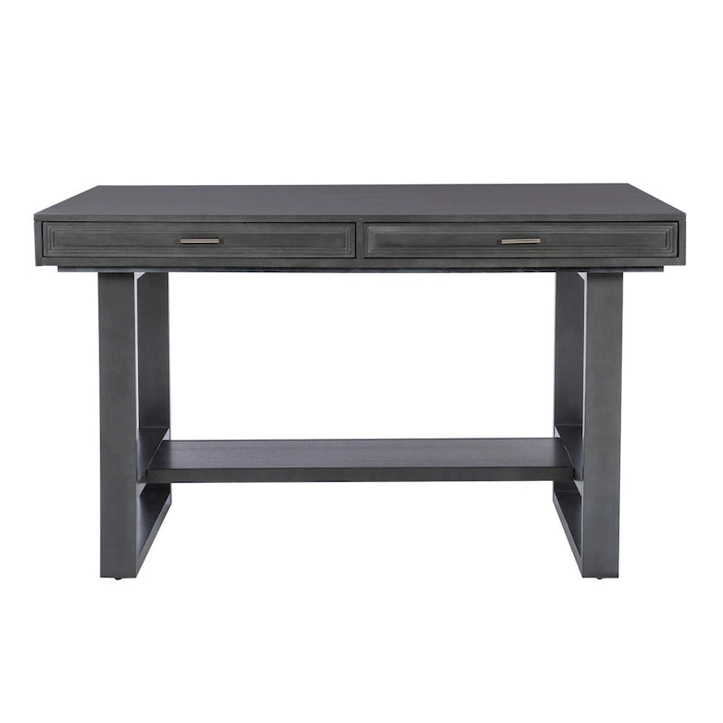 Mesa de comedor a la altura de la encimera Gunmetal, carbón envejecido con almacenamiento, capacidad para 6 personas