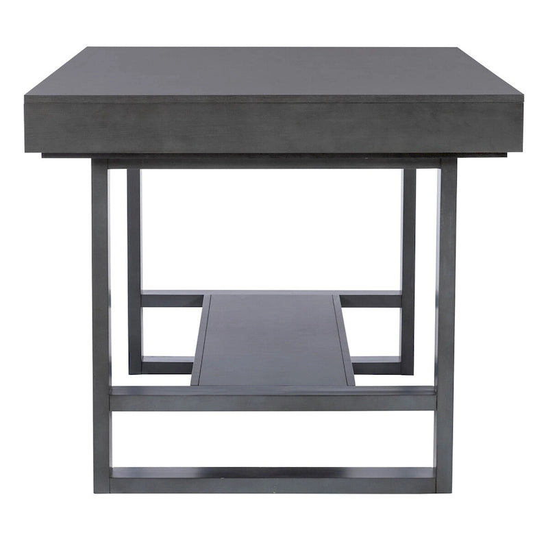 Mesa de comedor a la altura de la encimera Gunmetal, carbón envejecido con almacenamiento, capacidad para 6 personas