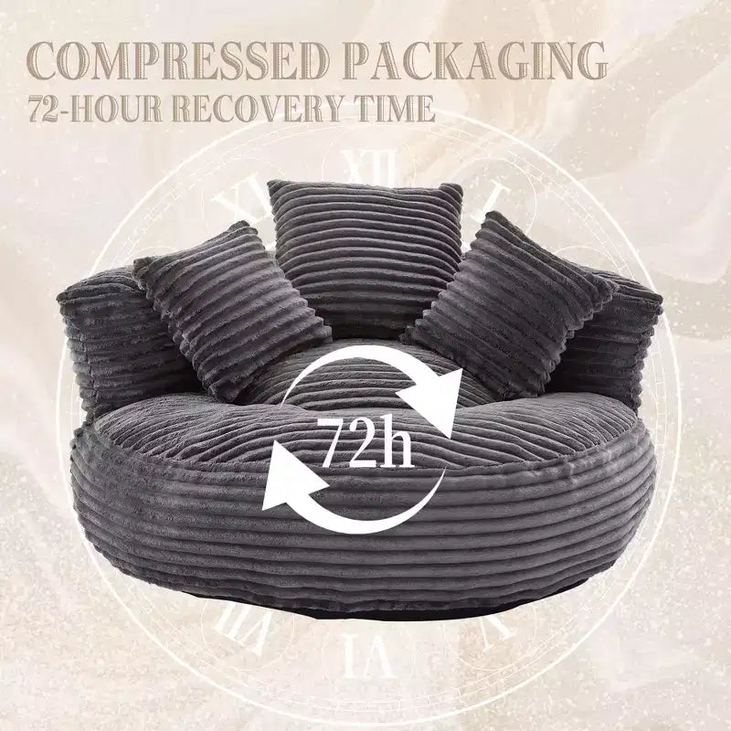 Bean Bag Sofa for Adults Kids, Oversized Corduroy Bean Bag Chair with 3 Pillows & Armrest for Living Room Bedroom