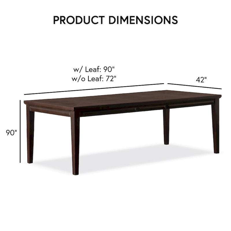 Mesa de comedor extensible de madera de 90 pulgadas Chase Modern de Furniture of America con extensión de 18 pulgadas