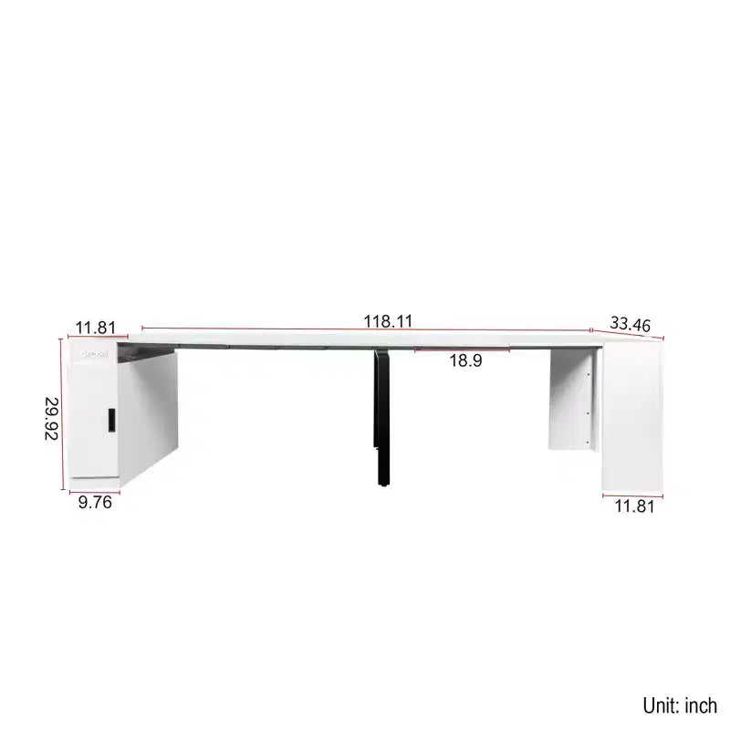CLIHOME Modern Multifunctional Extendable Dining Table with Outlet, Space Saving Expanding Table with Storage