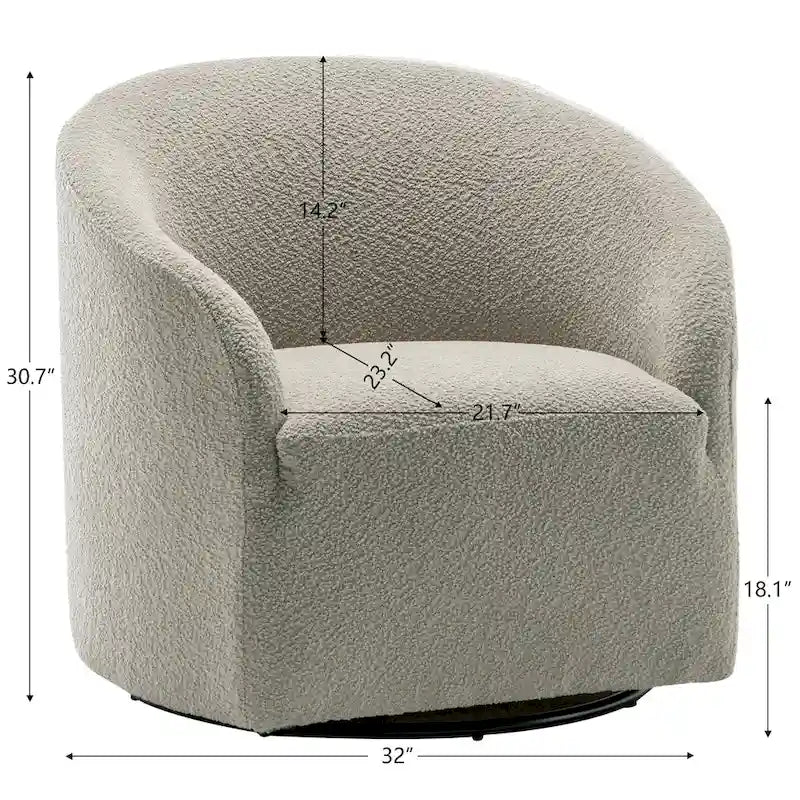 Fauteuil tonneau pivotant tapissé en tissu bouclé KINWELL 32 W (ensemble de 2)