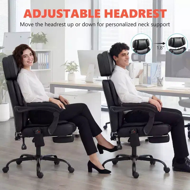 HOMCOM High Back Vibration Massage Office Chair, Heated Reclining Computer Chair with Footrest, Adjustable Headrest