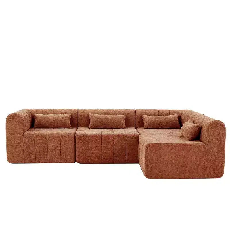 145.5 Modern Convertible Sectional Sofa, Upholstered 4-Seater Sectional Sofa with Compressed Sponge, Living Room L-Shaped Sofa-Panipeachy