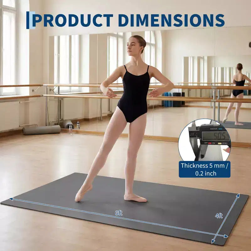 4x6 Portable PVC Dance Floor Mat, 5mm Thick Non-Slip Scratch-Resistant Dance Mat for Ballet Jazz Tap Yoga Pilates and Home Exercise