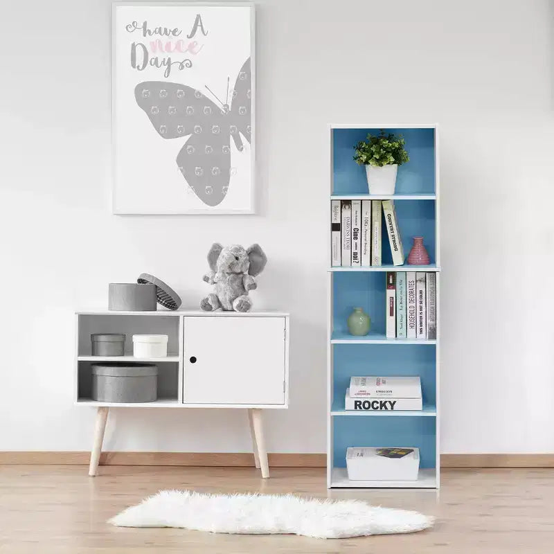 Furinno 5-Cube Reversible Bookcase Open Shelf Dispaly Rack Horizontal Vertical