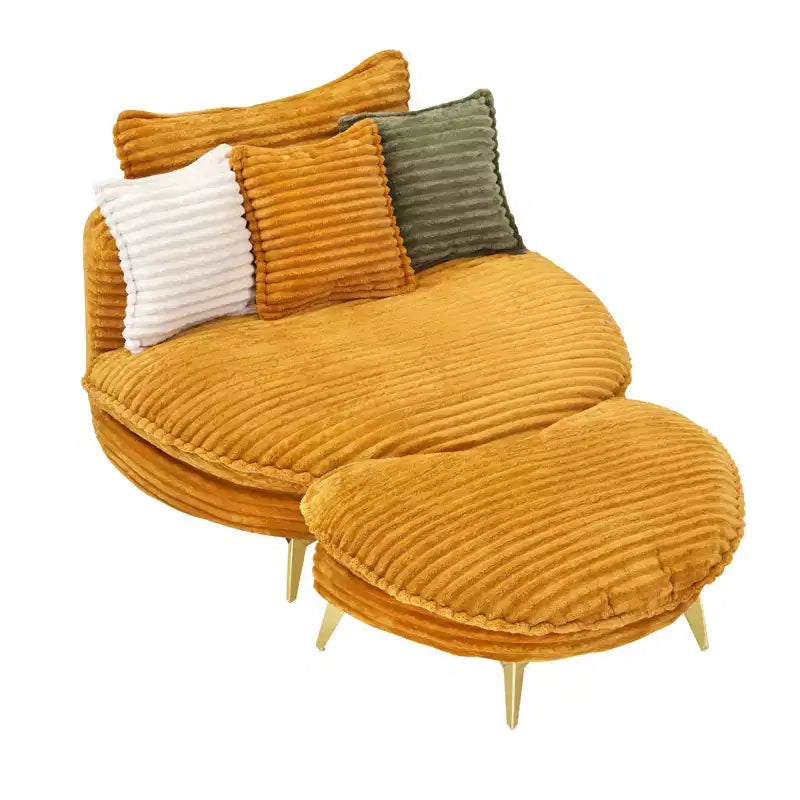 Modern Accent Chair with Ottoman, Upholstered Oversized Single Sofa Couch, Deep Seat Lounge Chair with Footrest for Bedroom Living Room Office