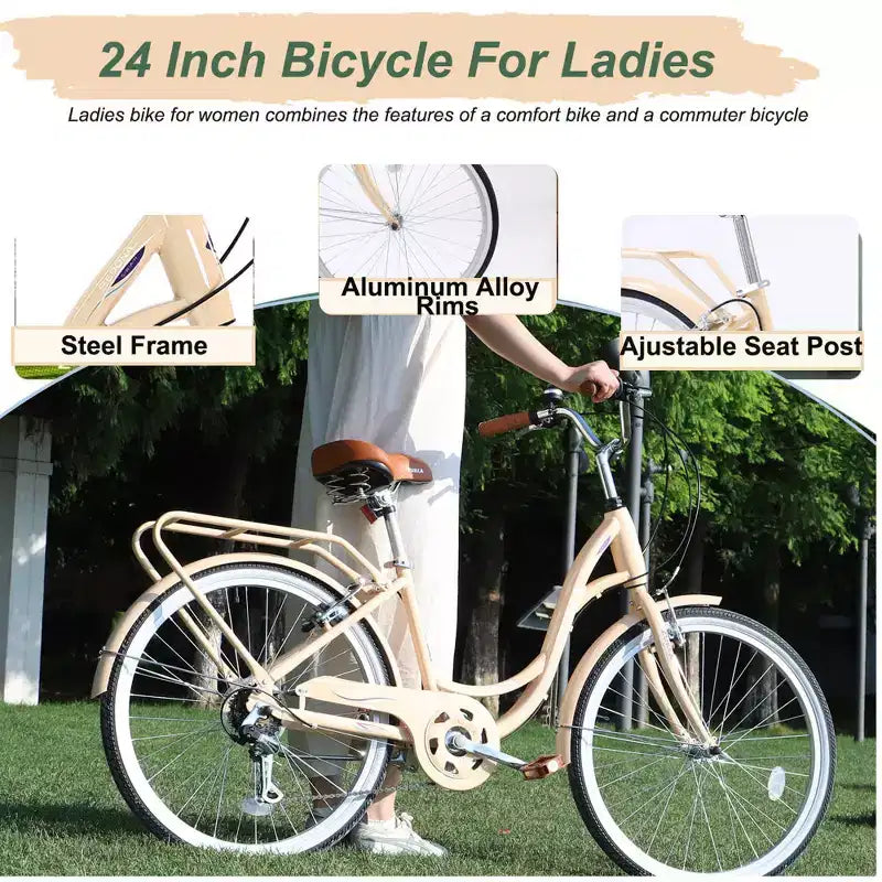 Vélo pour femme Zeus & Ruta de 24 pouces avec 7 vitesses et cadre en acier