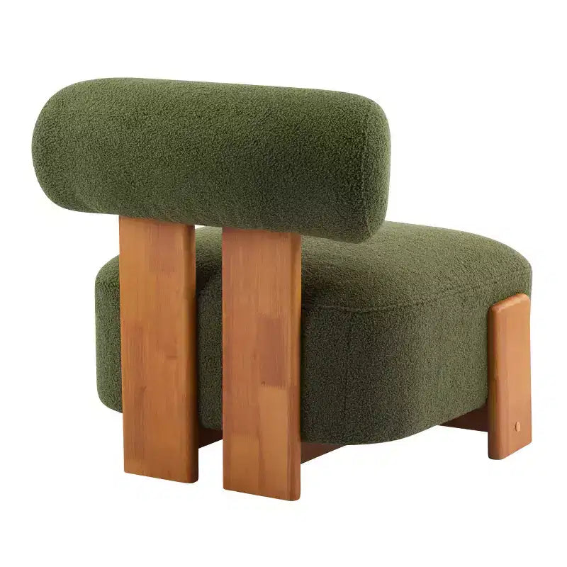 Modern Boucle Accent Chair with Rolled Backrest, Solid Wood Frame, Upholstered Accent Seating for Living Room, Bedroom, or Office