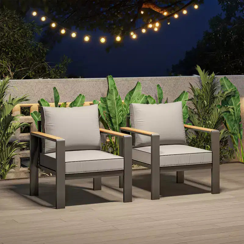 Aluminum Patio Furniture Set, Outdoor Sectional Sofa with 5 Thick Cushions, 4 Armrests & Coffee Table for Garden, Deck, Backyard