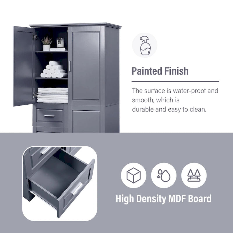 Tall and Wide Storage Cabinet with Doors for Bathroom/Office