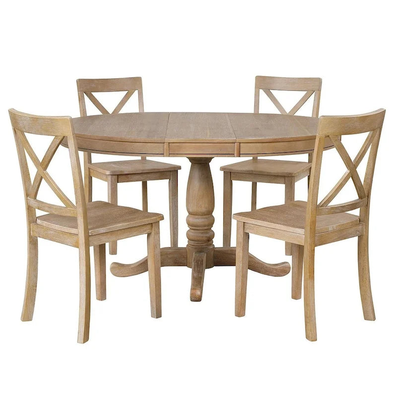 42-54 Farmhouse Round Extendable Dining Table for 4