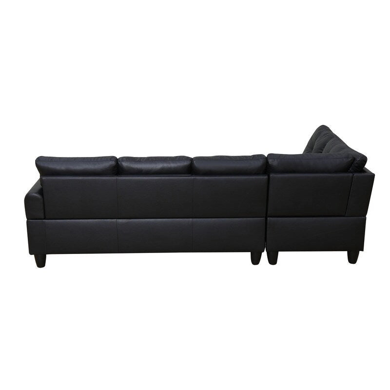 Ensemble de canapé moderne 3 pièces en similicuir noir : Style épuré pour les salons