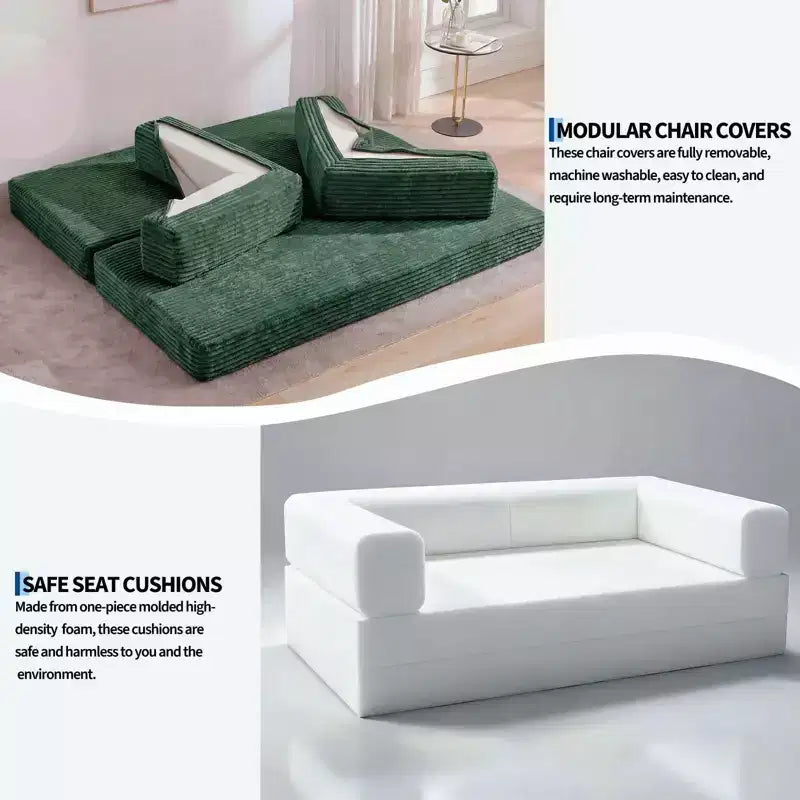 80.7 5-in-1 Convertible Sleeper Sofa Bed aï¿?Corduroy, 1200 lbs, No Assembly