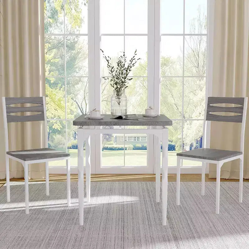 3-Piece Dining Set for Small Spaces, Table & 2 Chairs with Spiral Legs, Compact Kitchen Table Set for Apartments