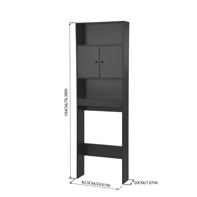 FurnitureR Over The Toilet Storage Cabinet, 3-Tier Bathroom Organizer Shelf with Double Doors & Open Storage, Freestanding Bathroom Rack, 76.38 Tall
