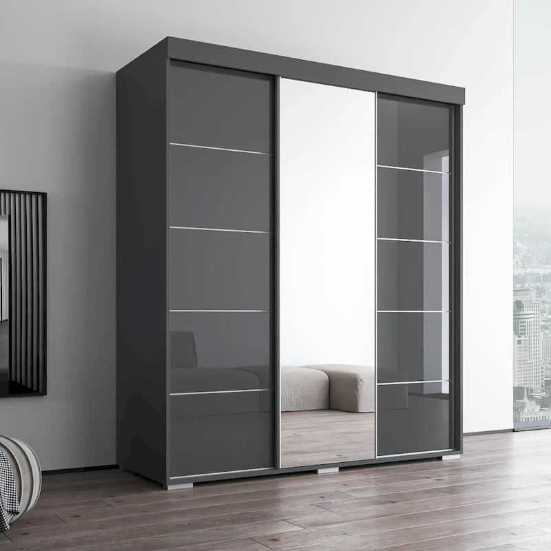 Aria Modern 3-door Wardrobe Armoire with Mirror