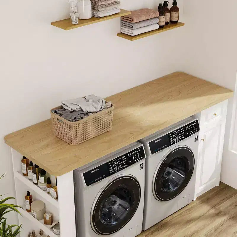 82.6 Laundry Countertop Storage with Adjustable Shelf & Drawer, Washer Dryer Countertop for Laundry Room