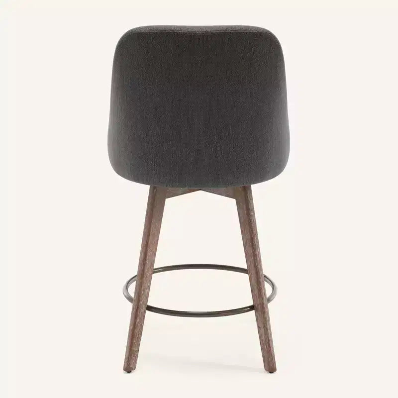 Lot de 4 tabourets de bar pivotants à hauteur de comptoir Bekrvio 26 po avec dossiers et pieds en bois, tabourets de bar rembourrés en tissu lin/similicuir pour îlot de cuisine