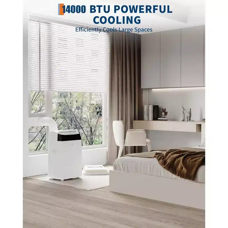 14,000 Btu Air Conditioners Cooling Up to 750 Sq.Ft, 3-In-1 Portable Air Conditioner with Cooling, Dehumidification & Fan Modes Remote Control