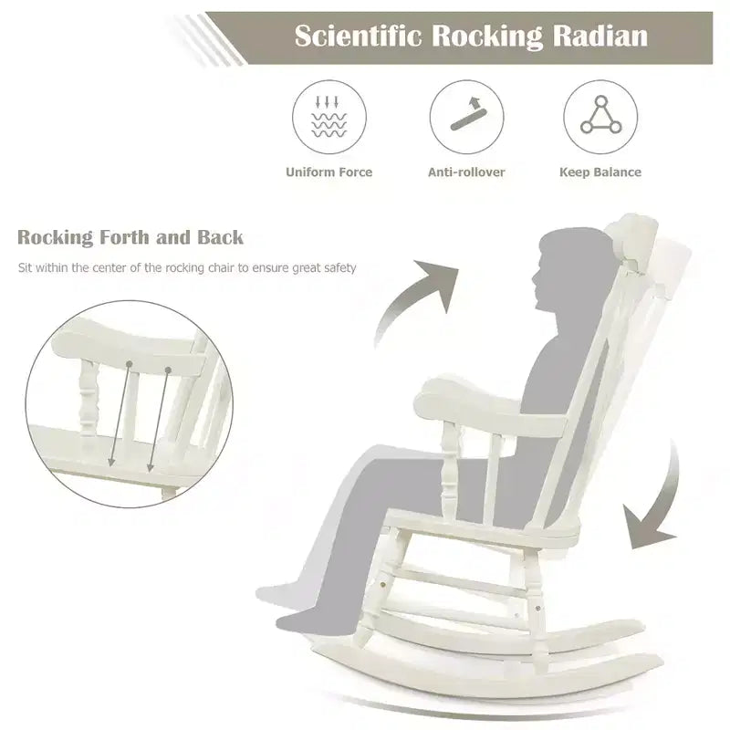 Costway Set of 2 Wood Rocking Chair Glossy Finish White\ Coffe
