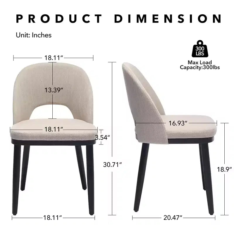 Dining Chairs Set of 4/6, Upholstered Kitchen Dining Room Chair, Linen Fabric Farmhouse Dinner Chair with Leveling Feet for Dining Room, Living Room