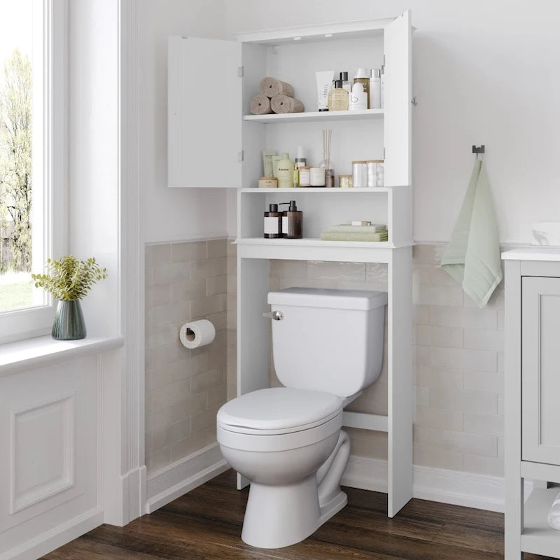 Farmhouse Over the Toilet Cabinet with Shelves and Magnetic Closure Doors