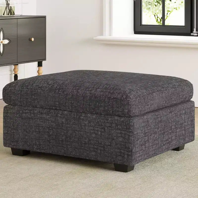 Belffin Chenille Ottoman Module - Modular Storage Footrest with Skin-Friendly Fabric & Quick-Install Design