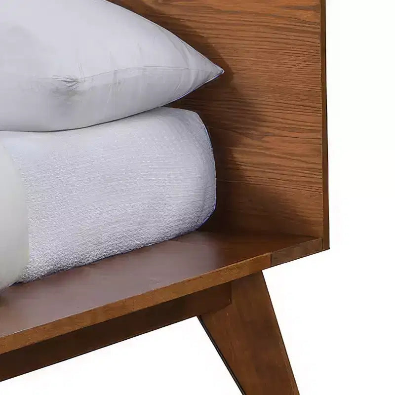 HOMES: Inside + Out 3pc Riverstone Mid-Century Wood Platform Bedroom Set with 2 Nightstands Walnut