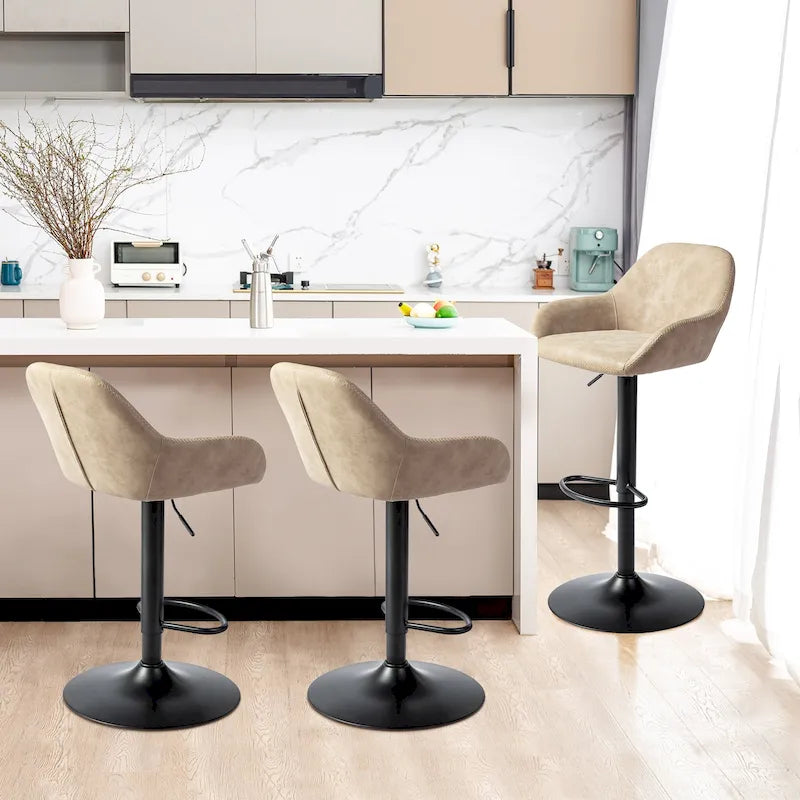 Glitzhome Lot de 3 tabourets de bar pivotants réglables de style moderne du milieu du siècle - Lot de 3