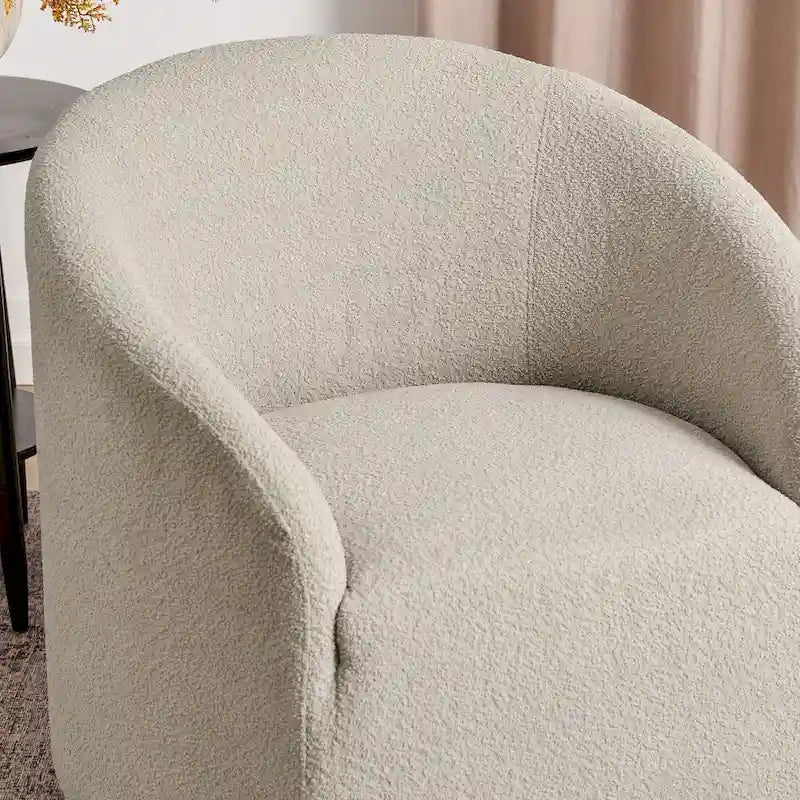 Fauteuil tonneau pivotant tapissé en tissu bouclé KINWELL 32 W (ensemble de 2)