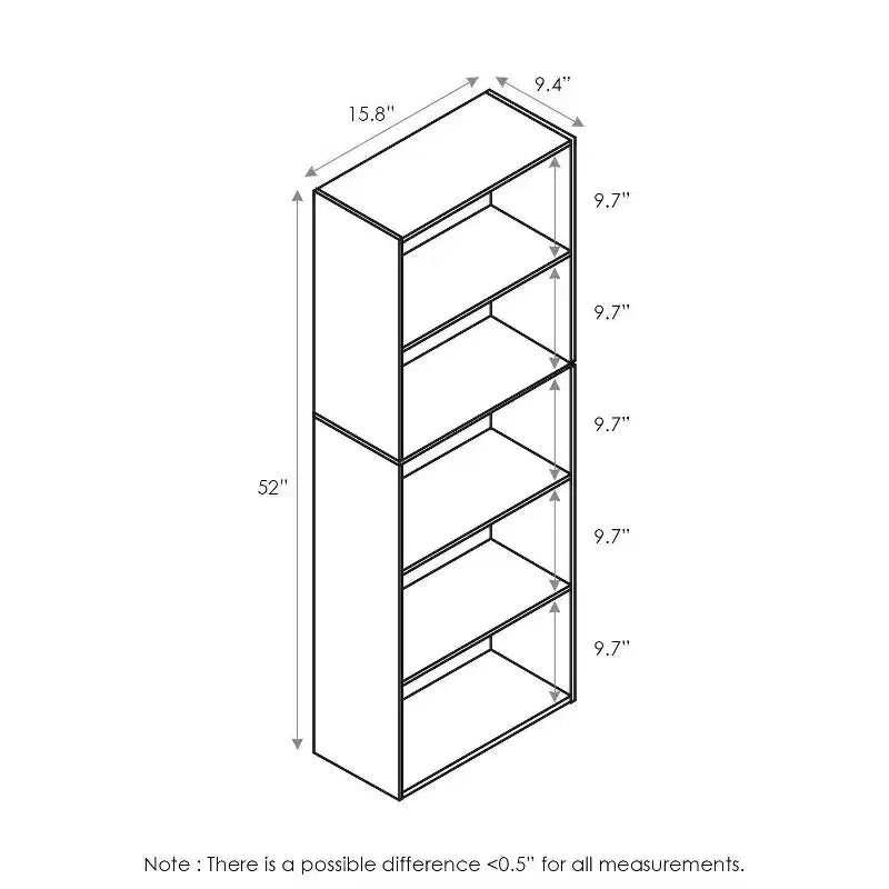 Furinno 5-Cube Reversible Bookcase Open Shelf Dispaly Rack Horizontal Vertical