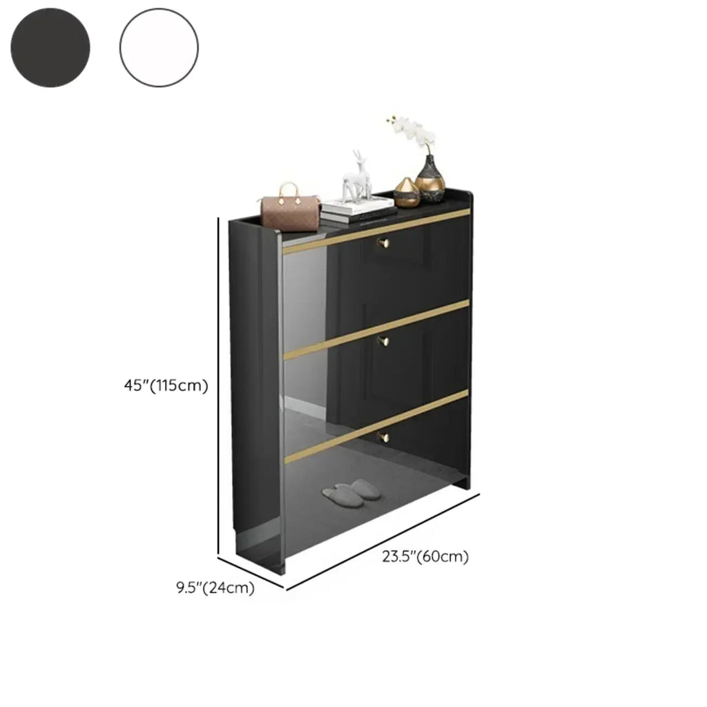 Entryway Glam Black Shoe Storage with Adjustable Shelves
