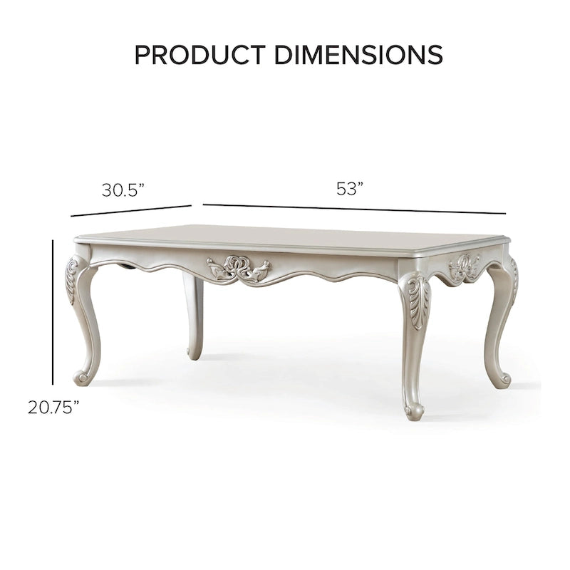 Clarissa Traditional Solid Wood Coffee Table with Carved Legs