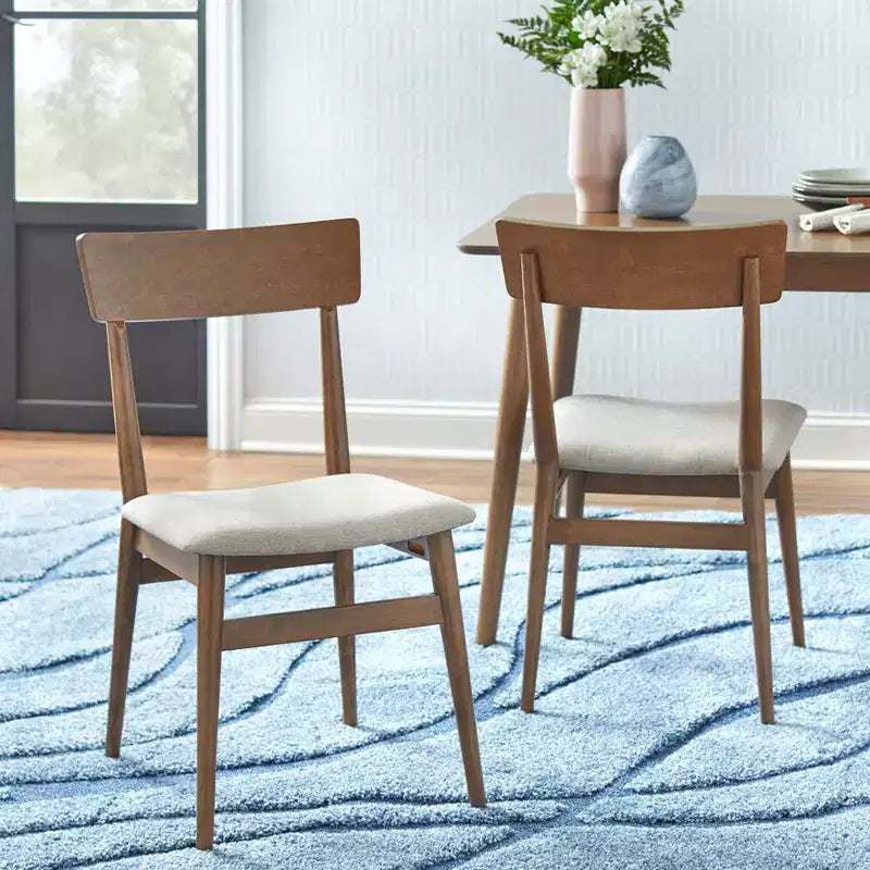 Lifestorey 5pc Newington Mid-Century Modern Rectangular Dining Set Walnut/Mocha