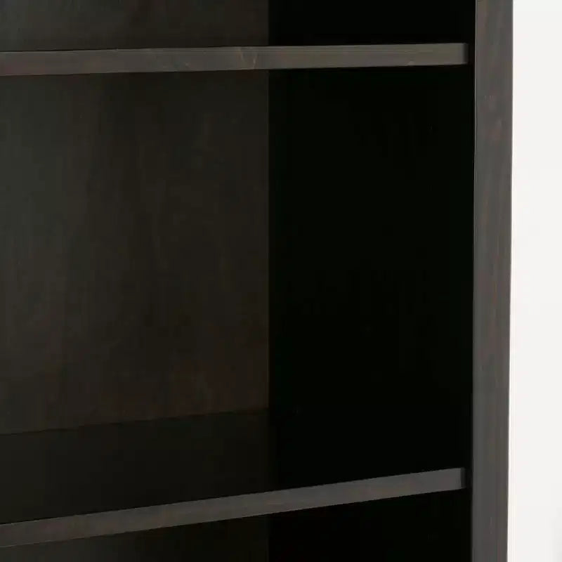 70 Five-Shelf Solid Wood Bookcase - Lacquered Pine, 4 Adjustable Shelves