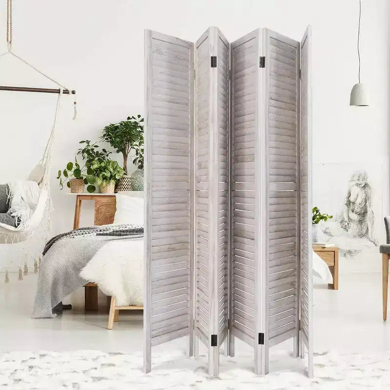 67 High 6 Panel Room Divider Furniture Classic Venetian Wooden Slat Home