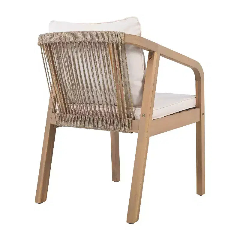 Christopher Knight Home Olcott 7 Piece Outdoor Acacia Wood Dining Set with Expandable Table and Rope Woven Armchairs