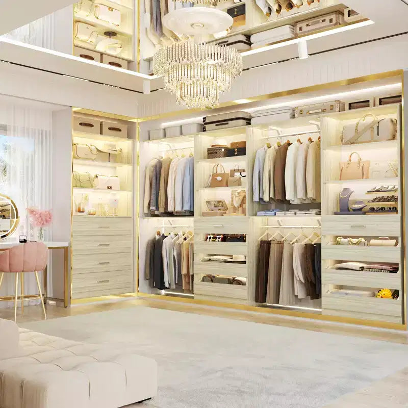 Closet Organizer System with Wood Drawers and Shelves