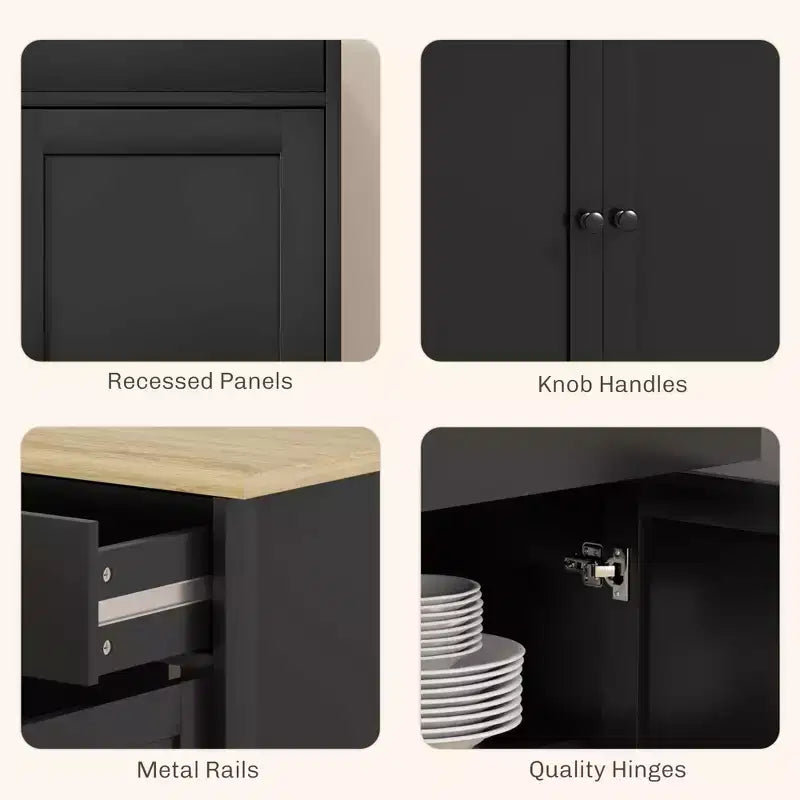 HOMCOM Sideboard Buffet Cabinet with Storage, Modern Kitchen Cabinet with 4 Doors, 2 Drawers and 2 Adjustable Shelves, Coffee Bar Cabinet