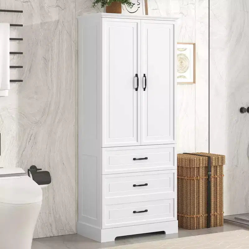 Bathroom Storage Cabinet, Freestanding Cabinet with Adjustable Shelf, 2 Drawers and 2 Doors for Bathroom, Home Office, Kitchen, Living Room, Bedroom