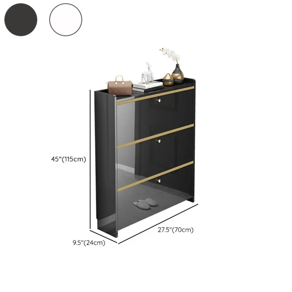 Entryway Glam Black Shoe Storage with Adjustable Shelves
