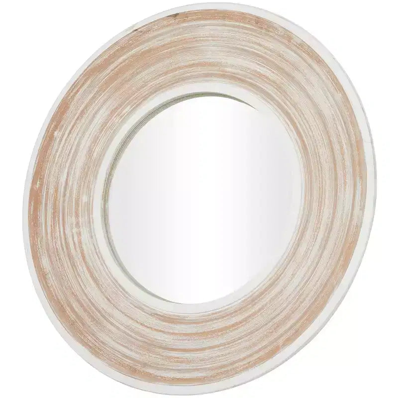 35x35 Wooden Wall Mirror with White Wash Effect Cream - Olivia & May: No Assembly, MDF Frame, Indoor Use