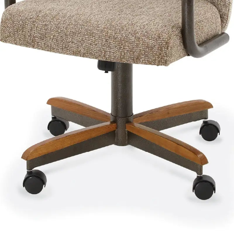 Chaises de salle à manger Chromcraft Douglas à roulettes, finition gris châtaigne (Lot de 2)